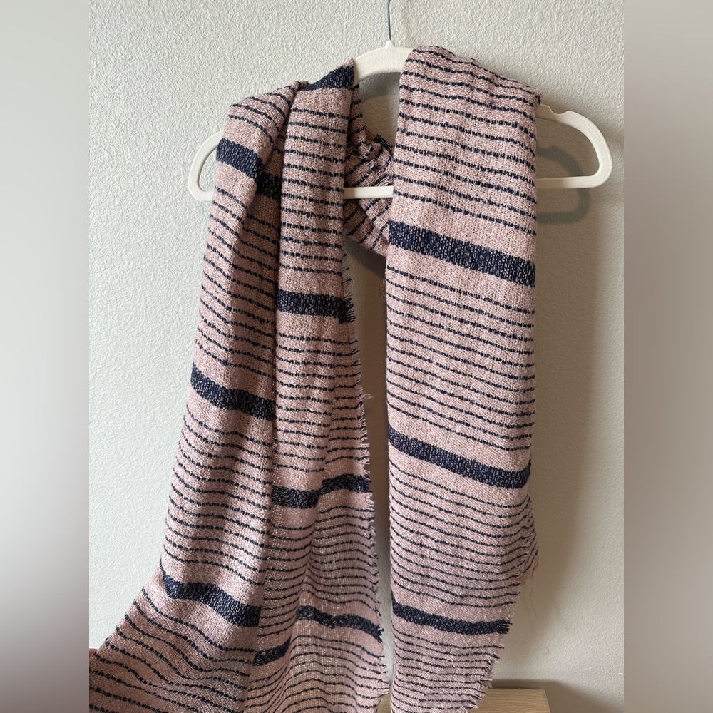 Mauve pink and navy striped scarf